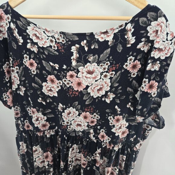 Torrid Navy Blue Floral Challis Scoop Neck Skater Mini Dress 3/3x - Picture 7 of 12